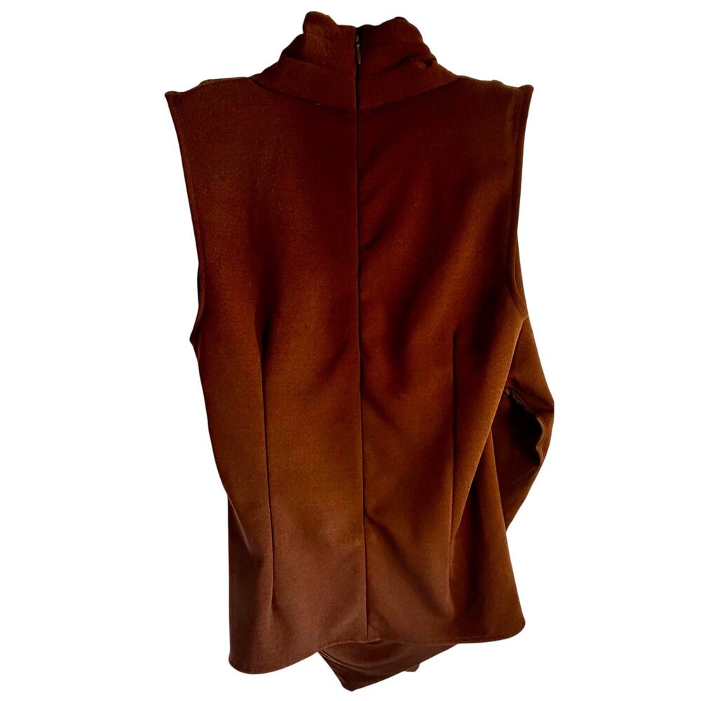 NWT! Lauren Ralph Lauren Brown Draped Sleeveless Top - Picture 3 of 9